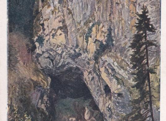 Propast Macocha v Mor. Krasu s rozsáhlým dnem a 2 jezírky (nedatováno)