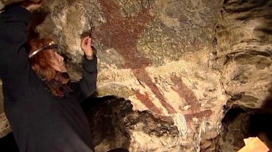 Restaurované nápisy v Jeskyni Na Špičáku, duben 2014