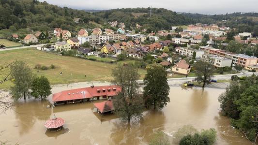 Povodeň před Sloupsko-šošůvskými jeskyněmi, 16. 9. 2024