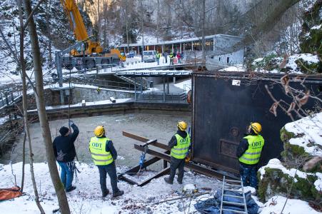 Oprava škod v Punkevních jeskyních po povodních, únor 2025 