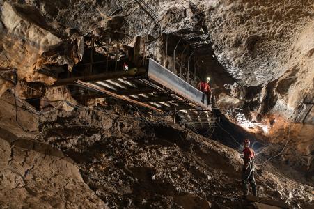 Oprava škod v Punkevních jeskyních po povodních, únor 2025 