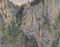 Macocha. Tato pohlednice bude dňa 15.II.1935 verejne slosovaná na rieditelstve štátných loterií v Praze  (1934)